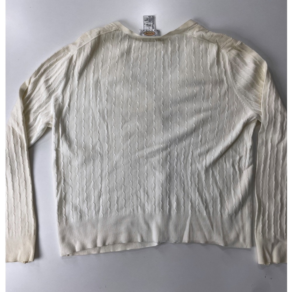 2 piece Set Talbots Petites Cream Knit Cardigan Shell Sleeveless Top Sz Large L - Picture 4 of 8